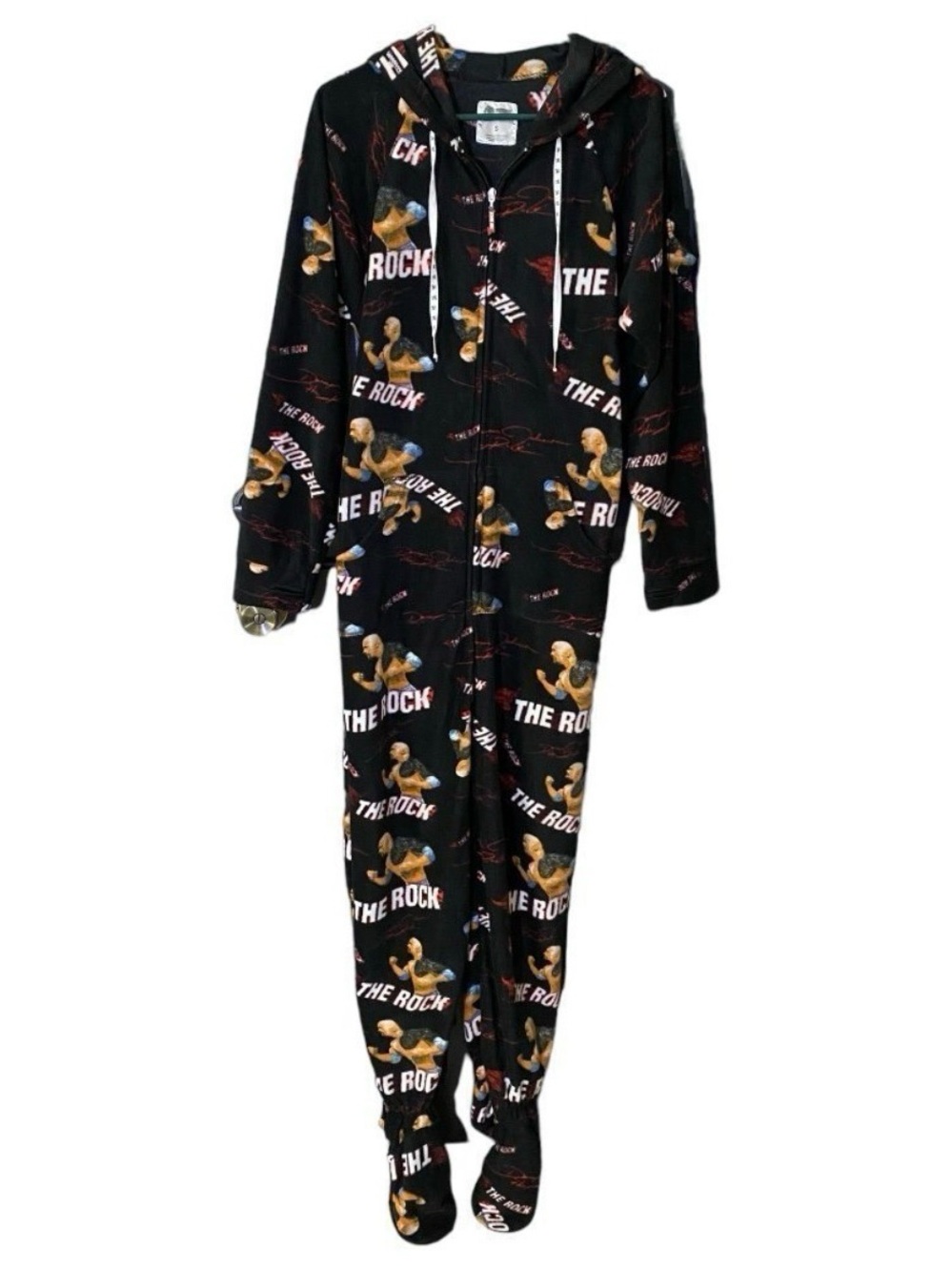 WWE The Rock Jumpin Jammerz Footed Fleece Onesie Pajamas Mens S Dwayne Johnson - Picture 3 of 11